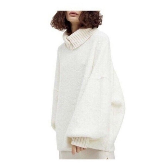 Free People Sweaters - Free People oversized cowl neck fuzzy sweater evening cream XS